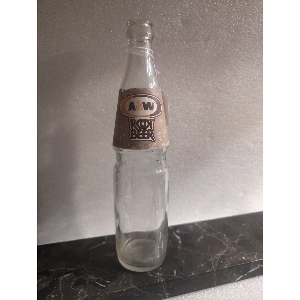 Vintage A&W Root beer glass bottle, empty